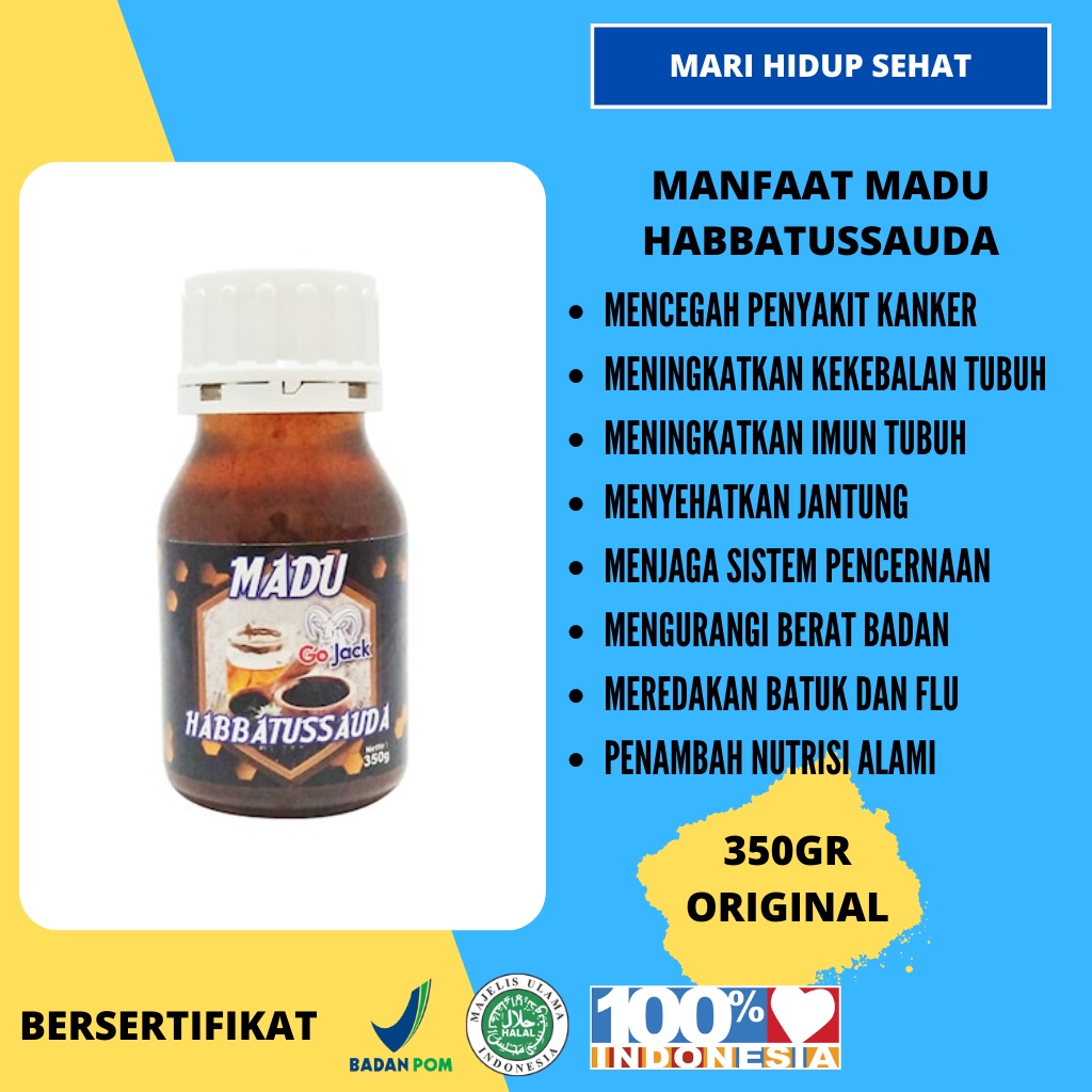 

Madu Pencegah Kanker / Madu Habbatussauda / Jintan Hitam Go Jack 350 Gram