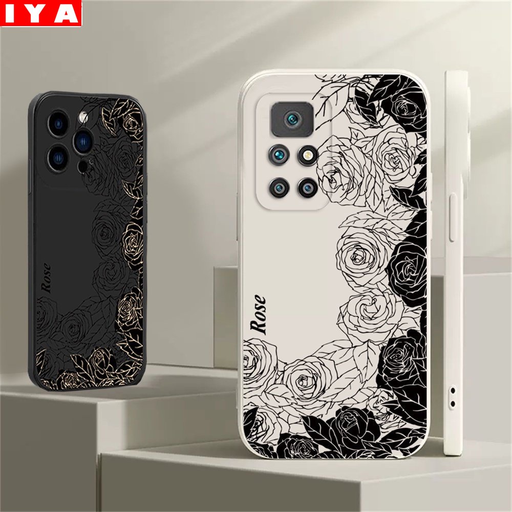 Redmi Note 11S 11 Pro Redmi 10C 10A 9C 9T 9A Note10 5G Note10S Note9 Note8 Note7 Poco M3 Pro X3 Pro NFC Hitam Putih Line Rose Simple Lembut Silikon Anti Rontok Case