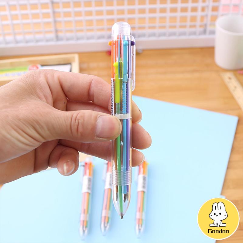 Bolpen 6-in-1 0.5MM Multi Warna Untuk Stationery Anak Sekolah Kantor bolpen -Doo