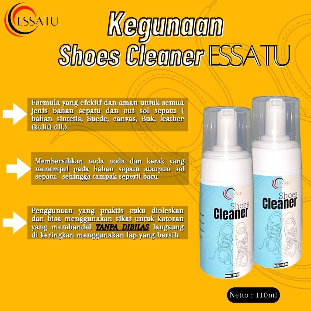 Shoes Cleaner Essatu isi 110 ML - Cairan Pembersih Sepatu / Penghilang Noda Sepatu Kotor Membandel dan Super Ampuh, Stain Remover