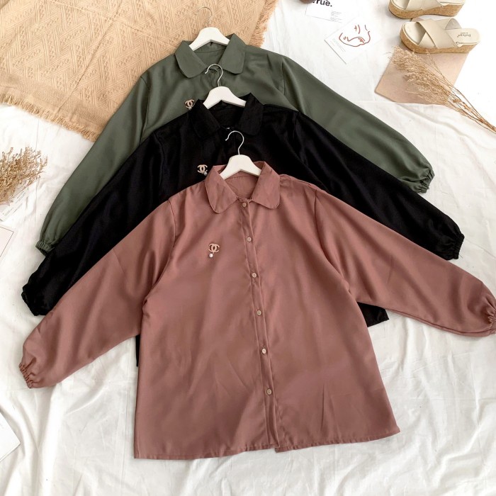 Terbaru Kemeja Putih Wanita Lengan Panjang Jumbo Kemeja Oversized Wanita Adele