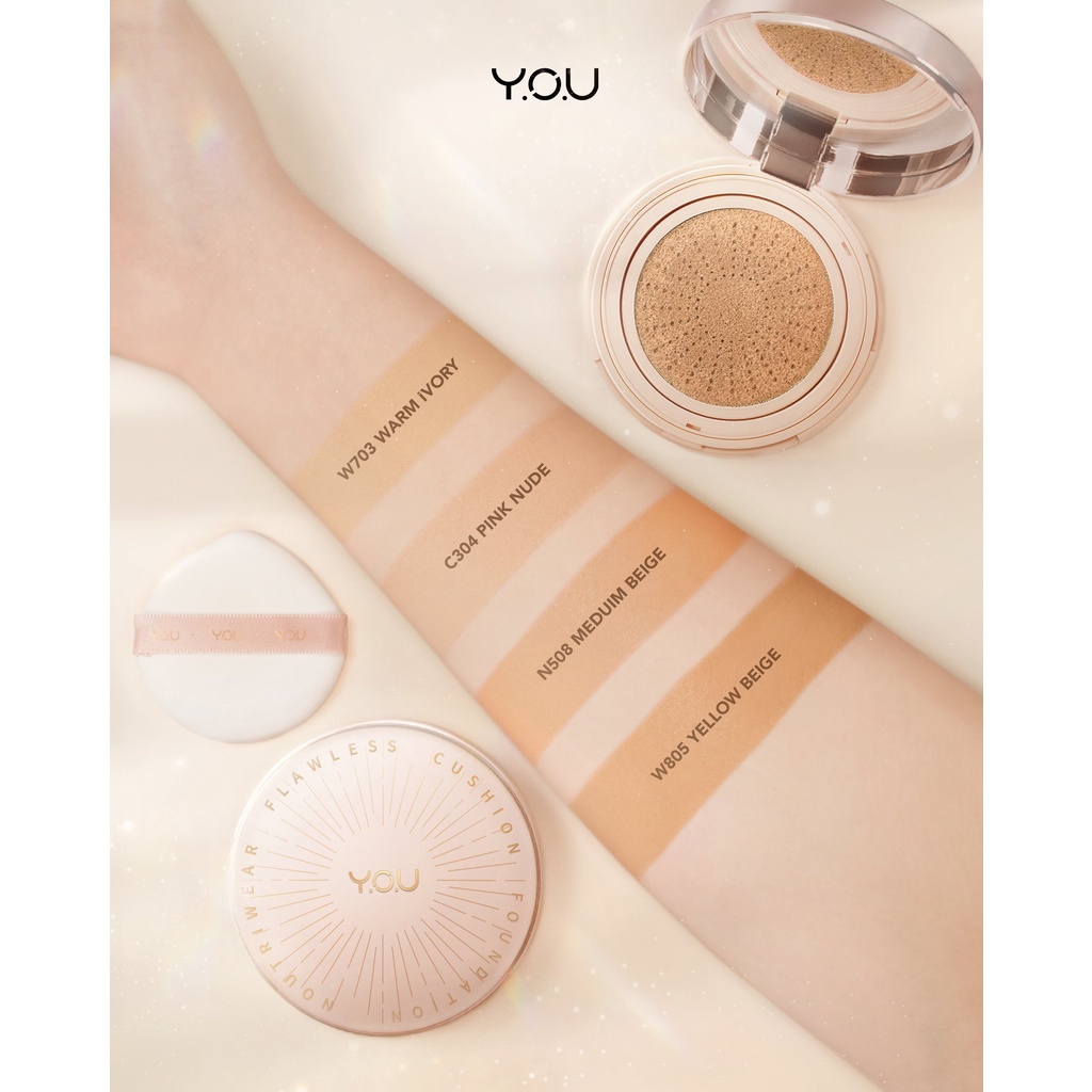 RADYSA - YOU Noutriwear+ Flawless Cushion Foundation | Nourishing | Poreless Full Coverage | SPF 40 &amp; PA+++ | Tahan Lama 16 Jam |