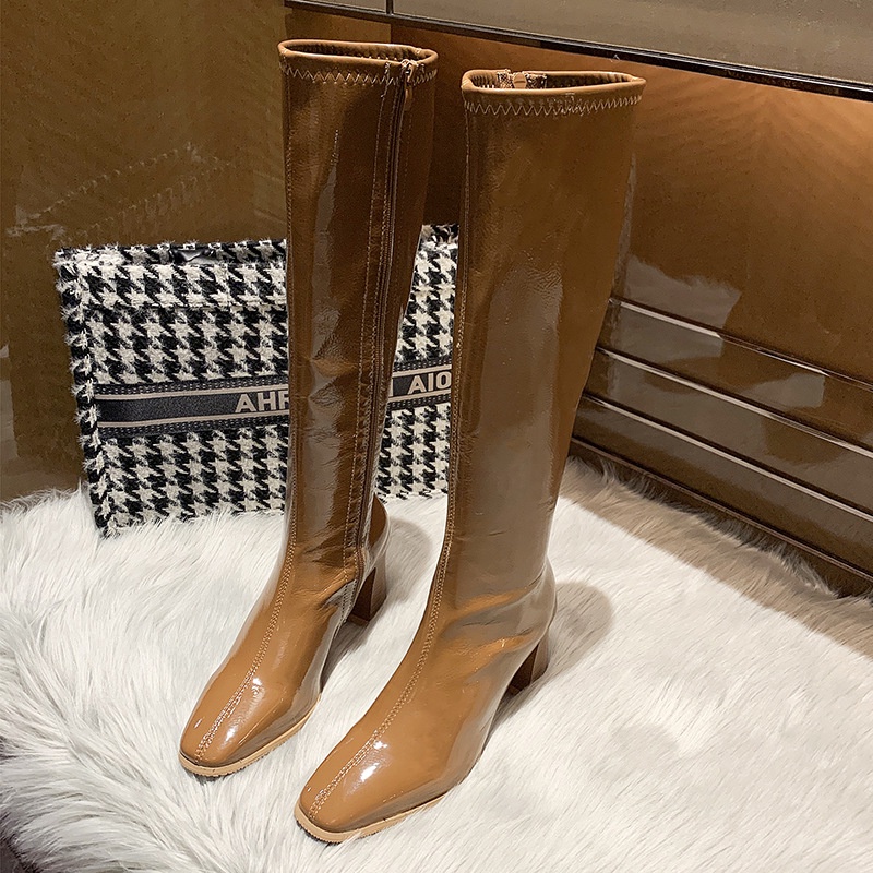 RYS - High Glossy Sepatu Boots Hak Tinggi Wanita Fashion Pesta / Jalan Jalan - Ori Import