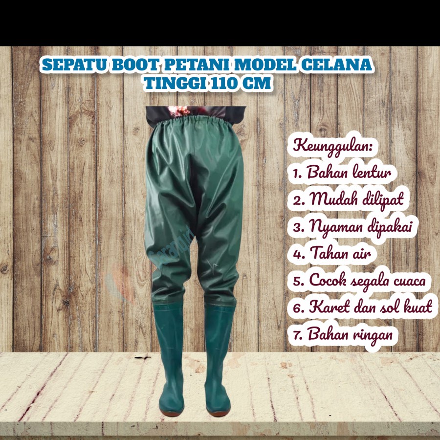 Sepatu Boot karet sawah ladang kolam Panjang Tinggi 110 cm