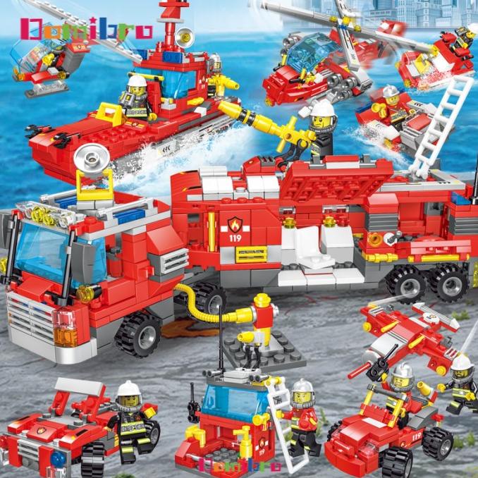 678Pcs Mainan Brick Truk Pemadam Kebakaran Lego City Mainan Anak