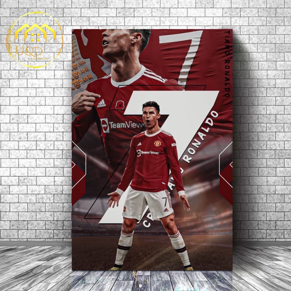 POSTER KAYU CRISTIANO RONALDO - FOTO RONALDO CR7 - POSTER MANCHESTER UNITED - POSTER SEPAKBOLA - DEK
