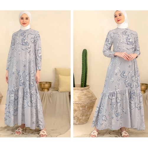 Amara Dress Ivory Primary Blue by Wearing Klamby