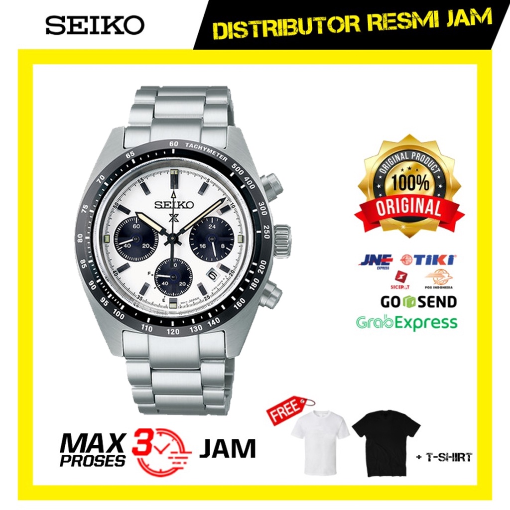 Jam Tangan Pria Seiko Solar Panda Chronograph SSC813P1 SSC813 Silver