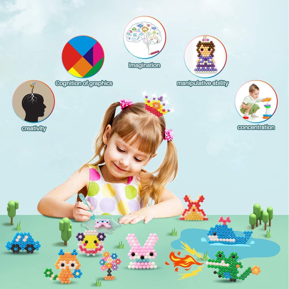 Kit Manik-manik Sekering Air Mainan DIY 4400/2400/1000 Manik-manik Kabut Semprot Kacang Mainan Anak Pendidikan dengan Aksesoris