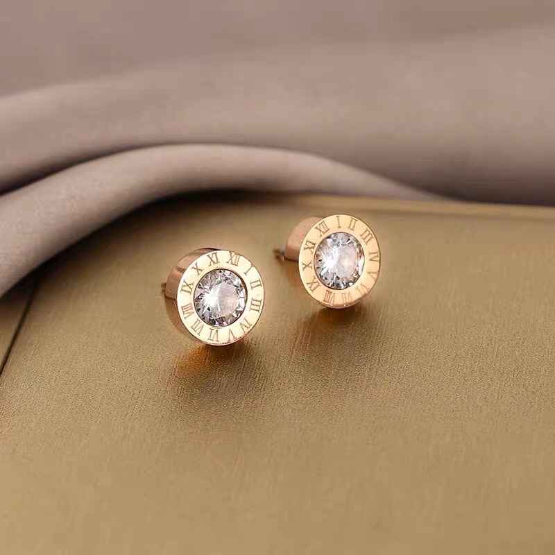 Anting Titanium Single Diamond Elegant Korea Fashion Style Vintage