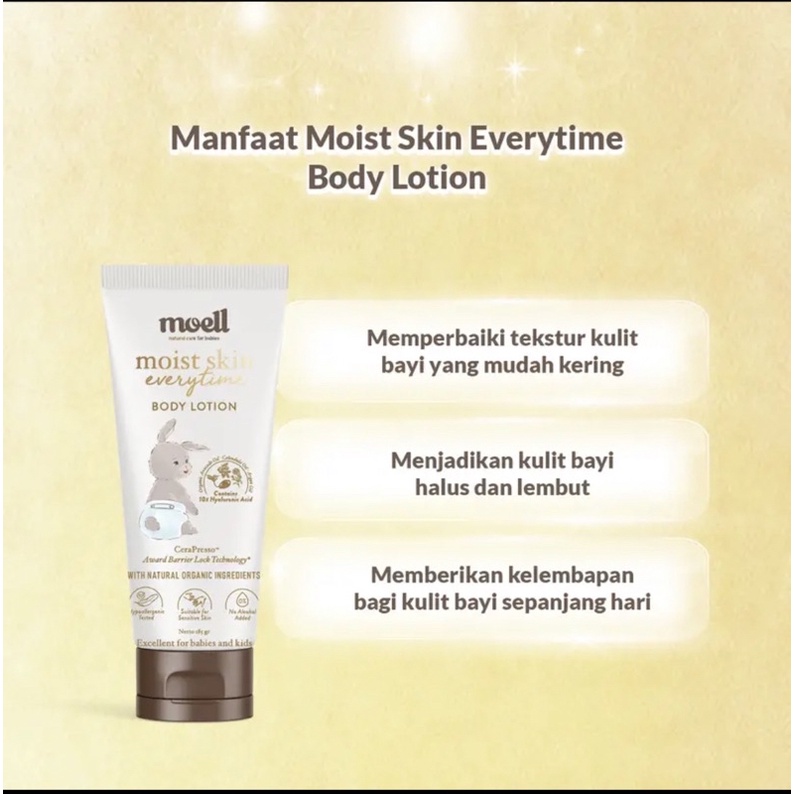 MOELL Body Lotion bayi 185gr Moist Skin Everytime / Lotion bayi Pelembab Kulit