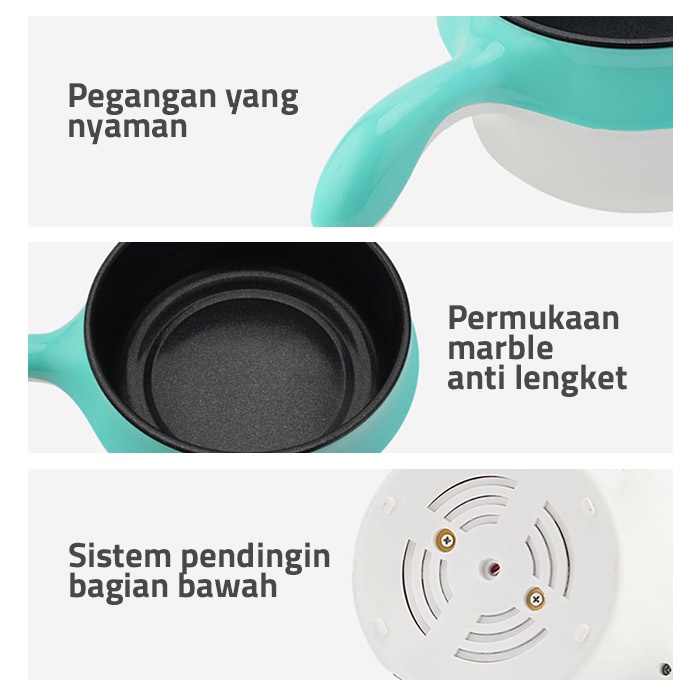 LUCKYSTORY (BISA COD) POT Listrik Panci Listrik Serbaguna 1.2L - Panci MultiFungsi - Panci Rebus Tumis Penggorengan Anti Lengket - Kompor listrik mini - Panci Mini