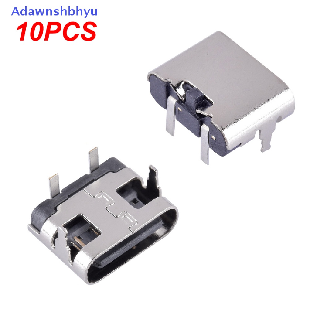 Adhyu 10Pcs 2pin Soket Konektor Micro USB Tipe C USB 3.1 Type-C Female Power Jack Dock Untuk Port Cas Ponsel ID