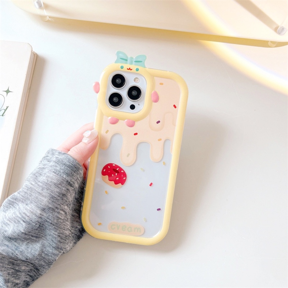 Soft Case TPU Motif Es Krim Kue Strawberry Untuk IPhone 11 XR 6 6S 7 8 Plus 13 12 14 Pro MAX 14 Plus 11 Pro MAX X XS MAX SE 2020