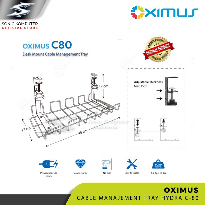 Desk Mount Cable Management Tray Oximus C80 Keranjang Kabel