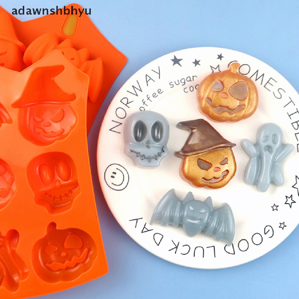Adawnshbhyu Cetakan Kue Labu Liburan Halloween 6rongga Pumpkin Ghost Bentuk Kelelawar Mold ID