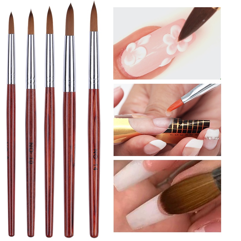 Born PRETTY Round Sharp Nail Tool Gagang Kayu Profesional Lukisan Kuku Acrylic Brush