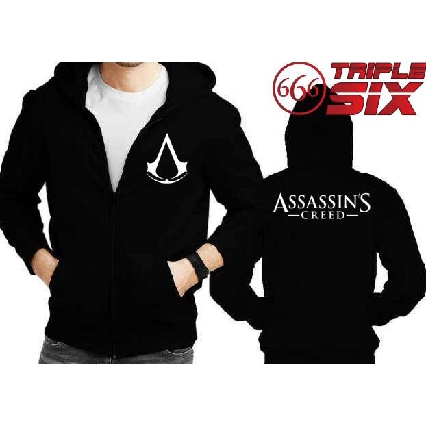 Jaket Hoodie zipper - Assassin's Creed - Hitam