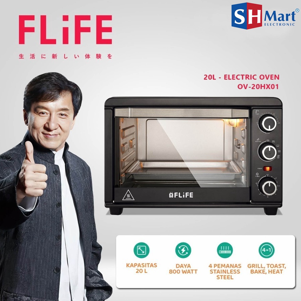 OVEN LISTRIK FLIFE  OV-20HX01 KAPASITAS 20 LITER WITH 4 ELEMEN PEMANAS GARANSI RESMI (MEDAN)