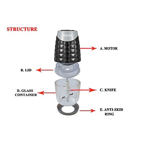 IDEALIFE Electric Chopper IL-216S - Penggiling Listrik 0.6Litre