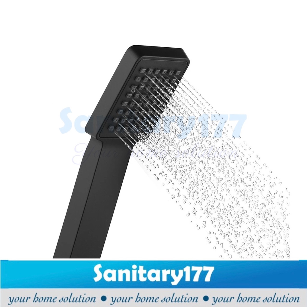 Hand shower set kotak hitam 121-Kepala hand shower mandi semprotan air bathroom head sower segiempat minimalis mini black