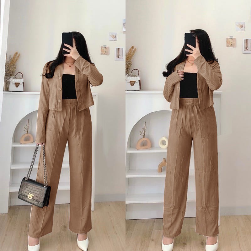 O2 Fashion / Set casey 2in1 / bisa cod stelan bahan knit halus dan adem model terbaru