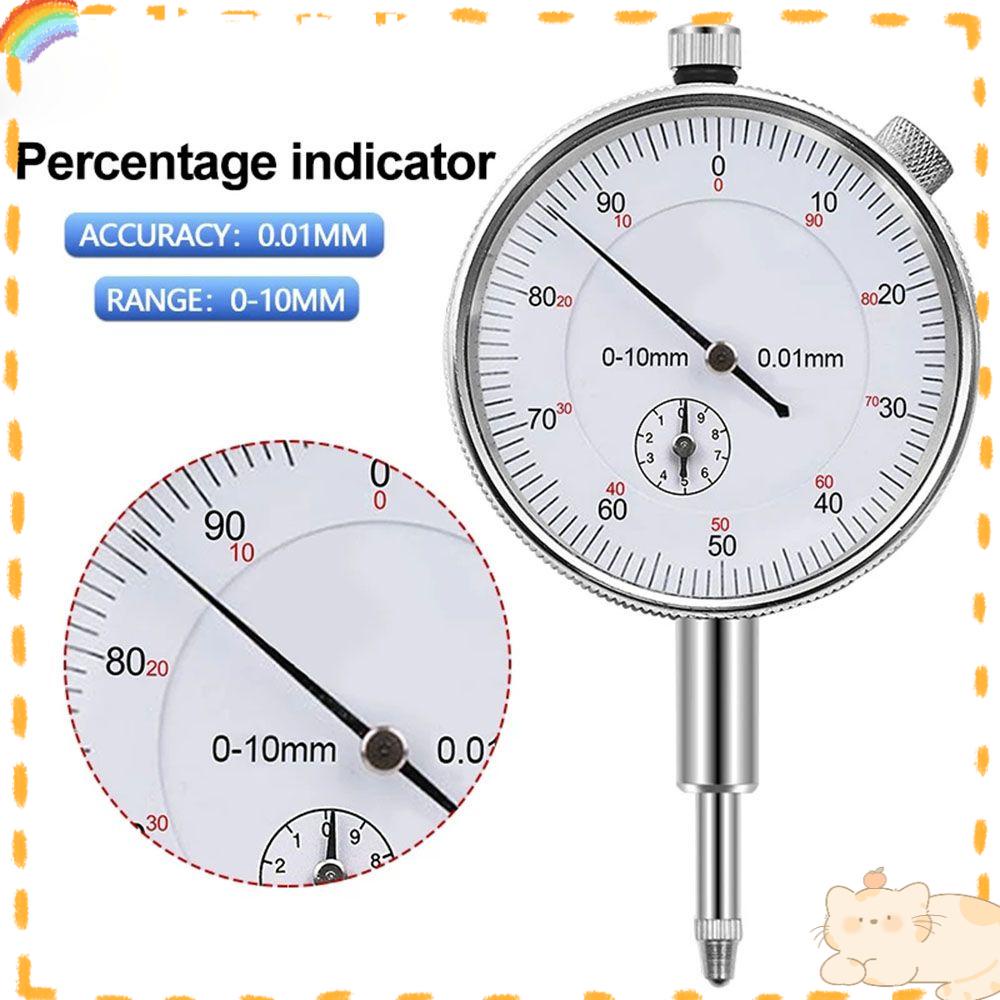 Solighter Dial Indicator Gauge Point Set 0-10mm Lug Back Resolusi 0.01 Dial &amp; Test Indicator Steel