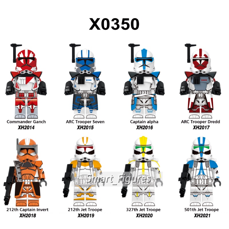 Star Wars Minifigures Commander Ganch ARC Trooper Seven Dredd Alpha 212th Jet Trooper Mainan Hadiah Angka Mini X0350