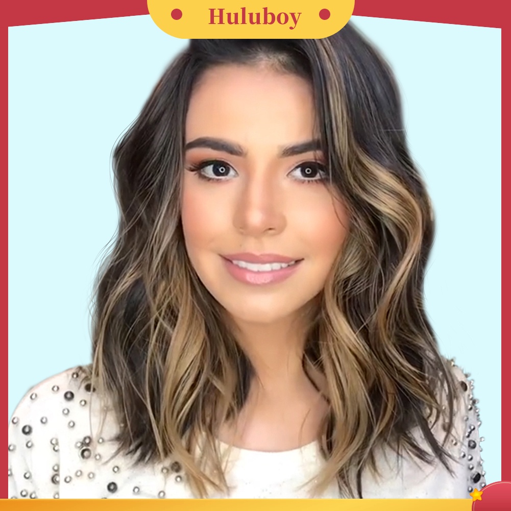 Wig Rambut Ekstensi Model Keriting Panjang Sebahu Warna Gradien Untuk Wanita