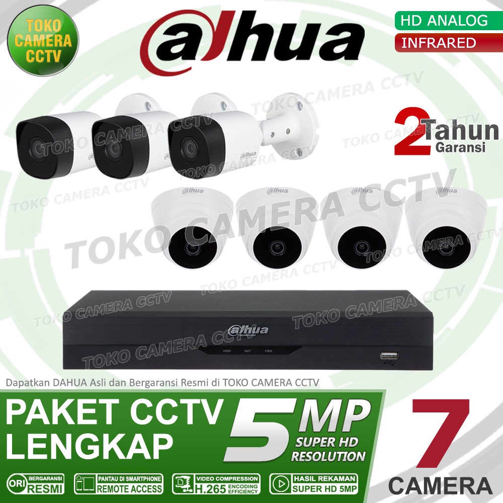 PAKET CCTV DAHUA 5MP 8 CHANNEL 7CAMERA