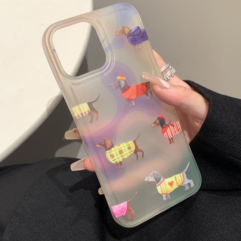 IPHONE Casing Ponsel Lembut Anjing Lucu Kompatibel Untuk Iphone13 12 11 14 Pro Max XS X XR Casing Transparan TPU Shockproof7 8 6 6S Plus Cover