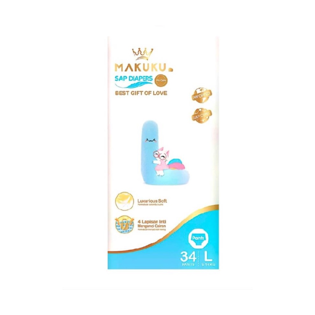 MAKUKU SAP Diapers Procare Pants L Isi 34 Pcs Popok Bayi