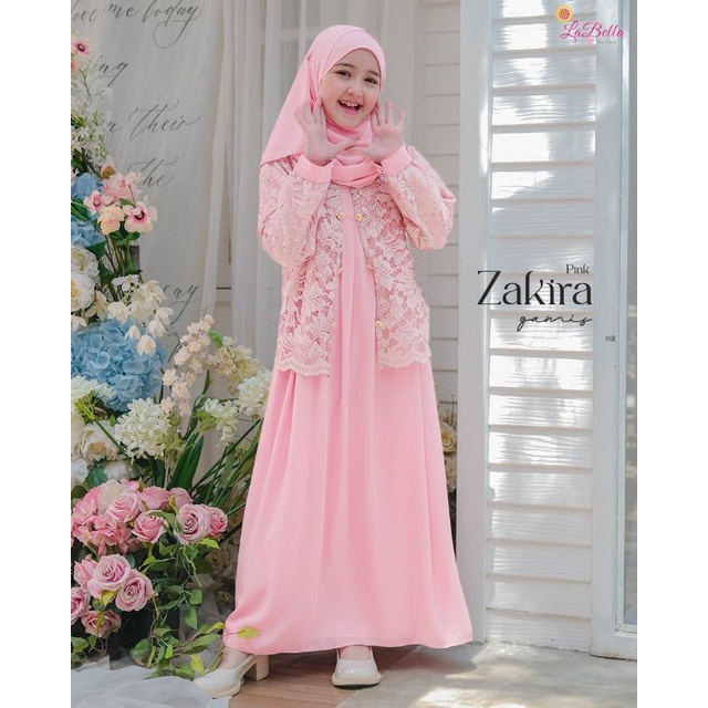 Set Baju Anak Muslim Original labella/gamis Full rayon crinckle nyaman/Baju Muslim Kombinas Bruklat 