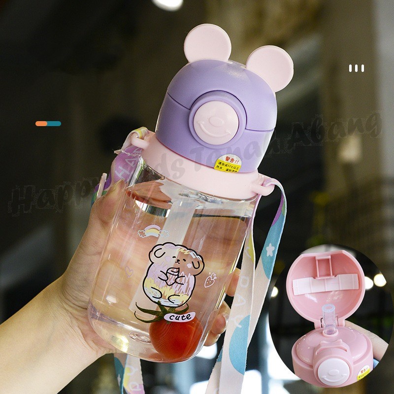 BOTOL MINUM ANAK BPA FREE DENGAN SEDOTAN MOTIF LUCU / BOTOL MINUM SEKOLAH ANAK