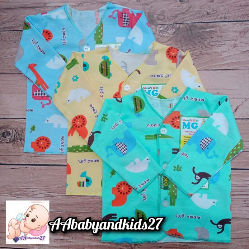 Mom's gift SAFARI SERIES Baju Bayi Lengan Panjang Full Printing Dasar Warna Usia Newborn SNI Nyaman Murah Berkualitas