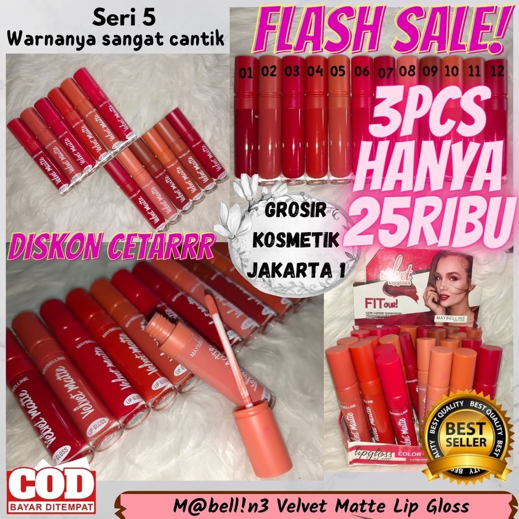 COD/Best Seller 3 pcs Maybelline Velvet Matte Lip Cream / Lipgloss Matte Maybelline / Lip Matte Mayb