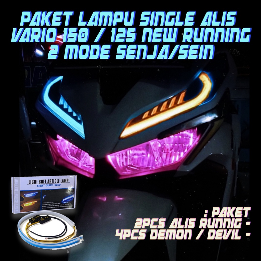 KEYLED LAMPU ALIS VARIO RUNNING / 150 / 125 NEW / SINGLE ALIS RUNNING 2 MODE SENJA SEIN / 1 SET PAKE