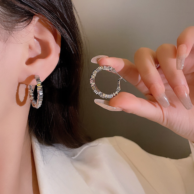 925jarum Perak Jarum Sederhana Berlebihan Anting-Anting fashion Wanita Anting hoop