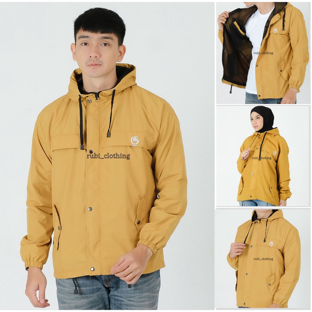 Jaket Parasut Pria Waterproof 4 saku Original FCF size M L XL XXL / Jaket Gunung Pria Jumbo Anti Air