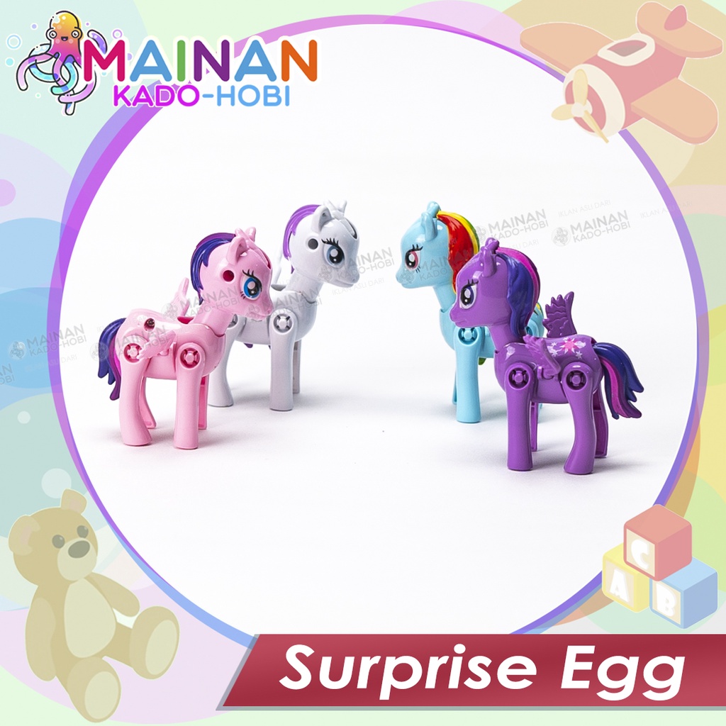 MAINAN ANAK DEFORMATION EGG TRANSFORMASI TELUR SURPRISE EGG UNICORN KUDA PONI