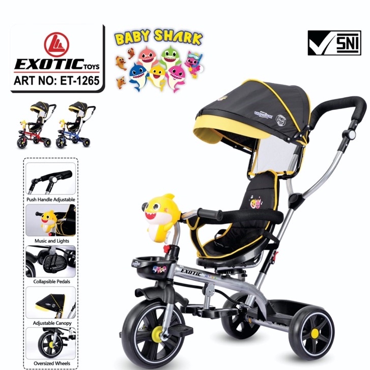 Sepeda balita roda tiga exotic ET 1265 2255 sepeda anak roda tiga baby shark we bare bears tricycle ET1265 ET2255 baby stroller dorongan anak bayi kereta dorong anak bayi ET1263 ET 1263 ET1267 ET 1267 ET1268 ET 1268 ET2251 ET 2251