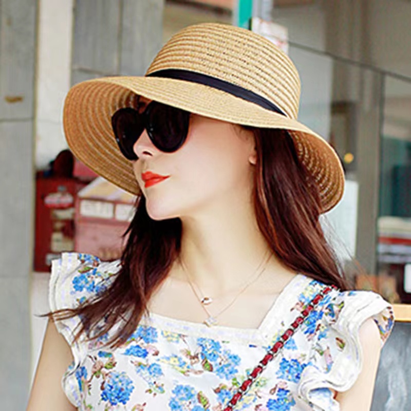Topi Pantai Bahan Jerami Wanita Import - Topi Pantai Wanita Pelindung UV - Summerhat Pantai