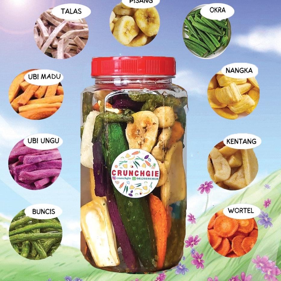 

(G-F9F-») Crunchy Veggie Snack ASMR Keripik Sayur Keripik Buah Sayur Krispi Cemilan Diet Snack Sehat Snack Diet 300ml 700ml 1000ml 1L paling laris