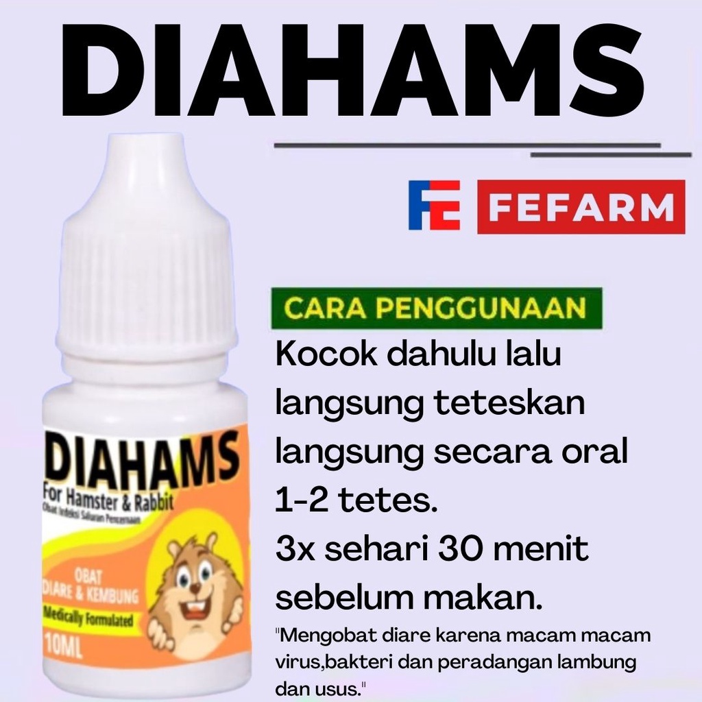 Obat Hamster Anti Diare Kembung Mencret DIAHAMS 10ml FEFARM