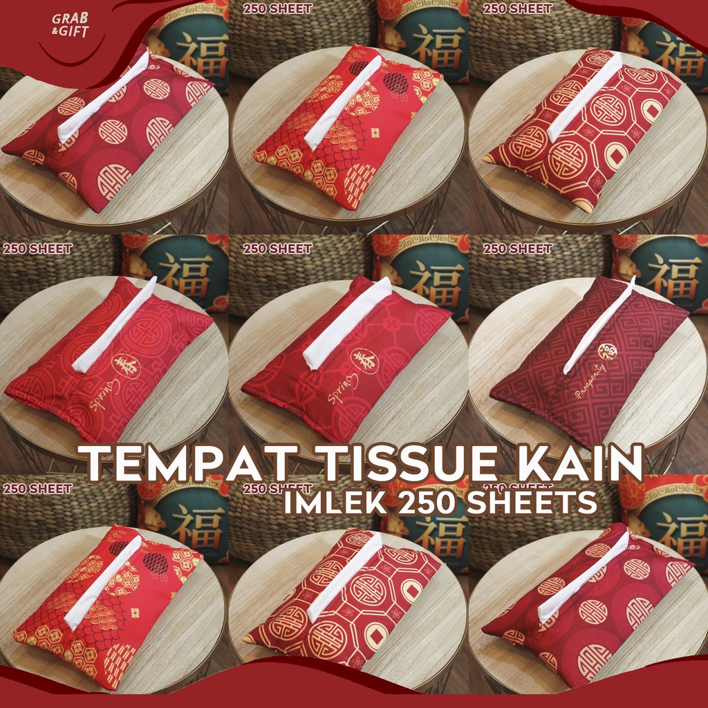 SARUNG TISSUE Motif Print Motif Imlek 250 Sheets 30x18 cm / Tempat Tisu Besar / Wadah Tisu Kain / 250 Sheet CNY Chinese New Year Sincia