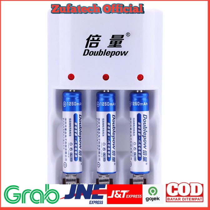 Charger Baterai DOUBLEPOW 3 slot for AA/AAA with 3 PCS AA Battery 1200mAh - DP-B33 - White