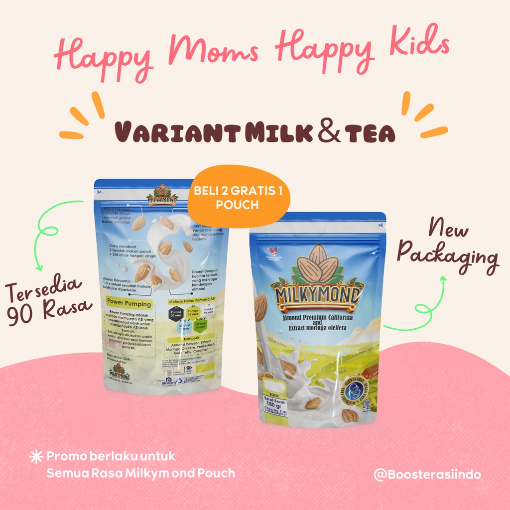 

[BUY 2 GET 1 FREE] Susu Almond Premium MILKYMOND Milky Almond 180 Gram Variant 4 Rasa Tea Teh Susu