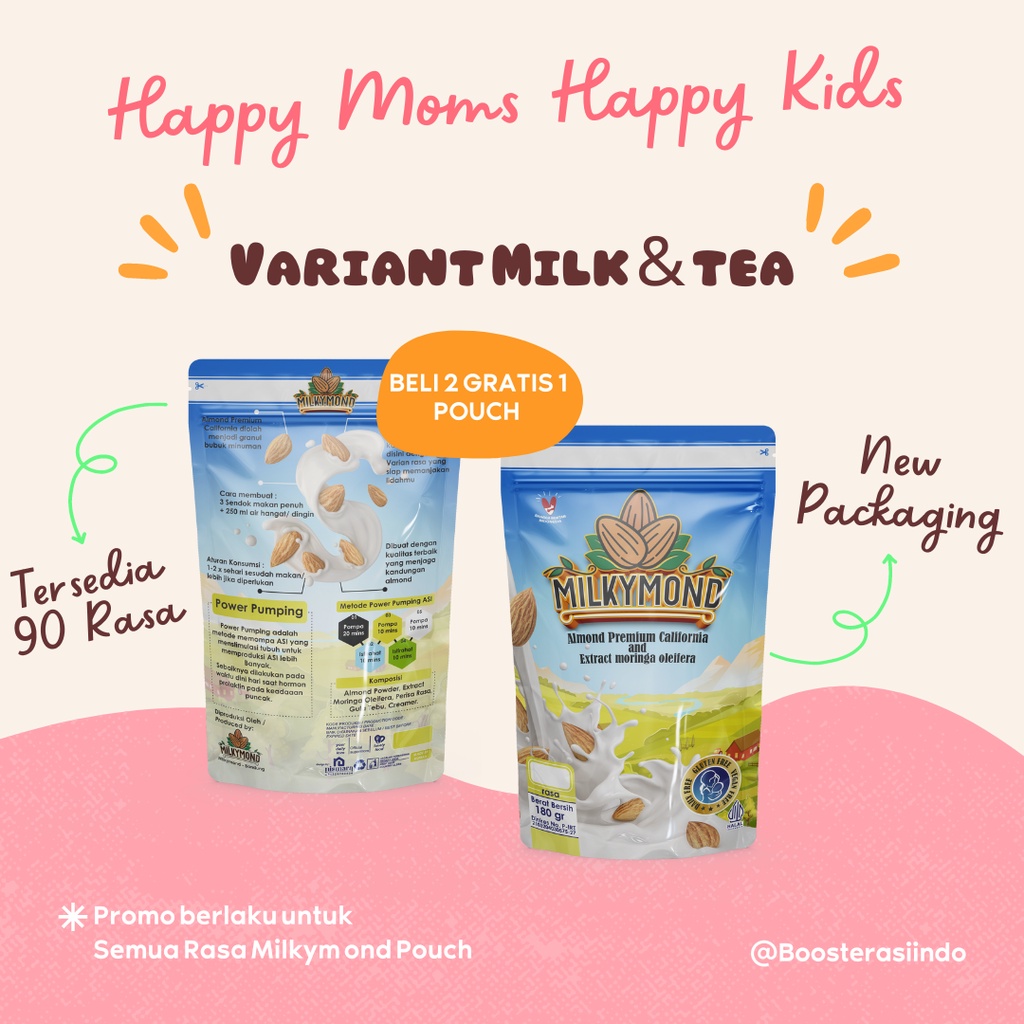 [BUY 2 GET 1 FREE] Susu Almond Premium MILKYMOND Milky Almond 180 Gram Variant 4 Rasa Tea Teh Susu