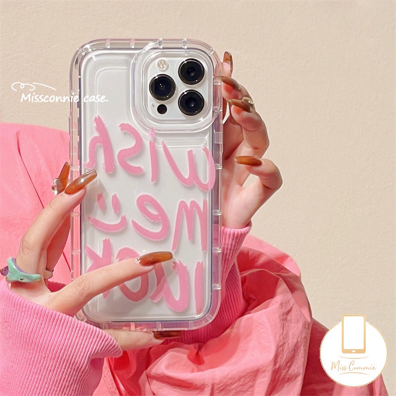 Casing Ponsel Airbag Shockproof Kompatibel Untuk iPhone 7Plus 8Plus 11 13 14 12 Pro MAX 6 6S 7 8 Plus XR X XS MAX Ins Fashion Grafiti Huruf TPU Lembut Anti Jatuh Bening Penutup Belakang