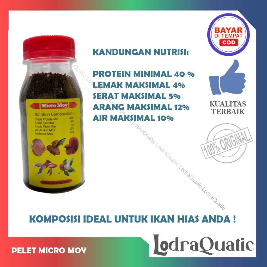 {PELET MICRO MOY} PROMO MURAH PELET MICRO MOY PELET IKAN CUPANG PELET IKAN GUPPY PELET IKAN HIAS UKURAN KECIL KEMASAN 5 GRAM